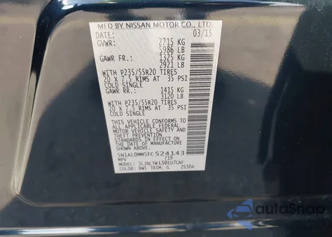 2015 Infiniti Qx60 z USA, uszkodzony, nr VIN 5N1AL0MM5FC524143